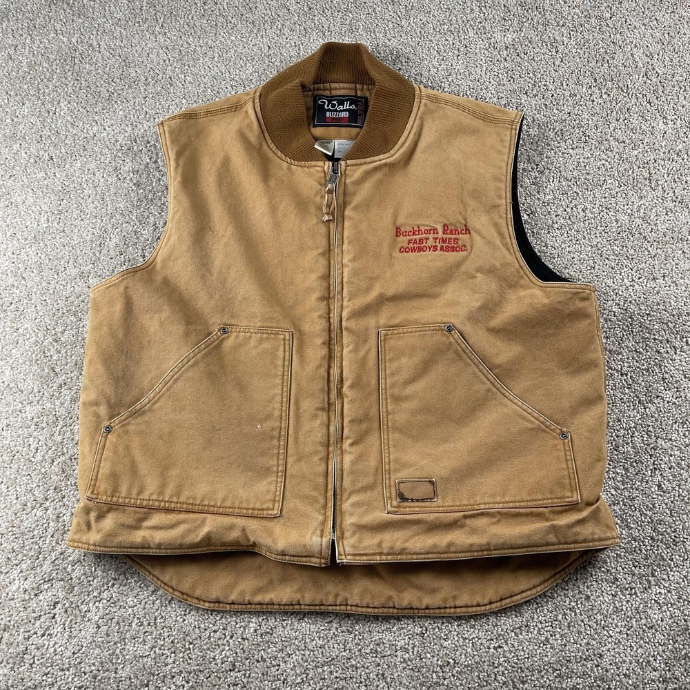 Walls Canvas Vest Mens XL Brown Blizzard Pruf Ultra‎ Buckhorn Ranch Western